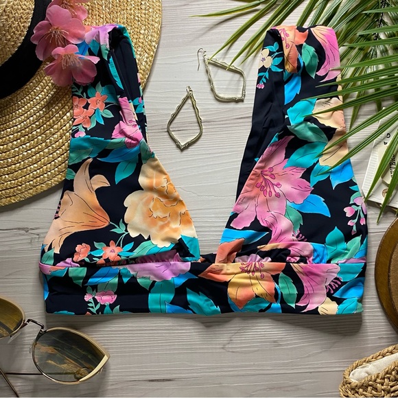 Billabong ☀️ Floral Reversible Tropical Plunge Bikini Top - Picture 2 of 16